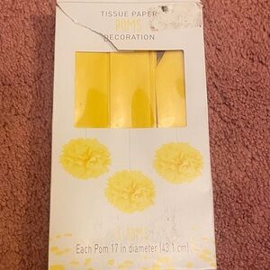 Yellow Tissue Paper Poms Decoration
